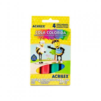 COLA COLORIDA ESTOJO COM 04 CORES 23G - ACRILEX - Código 4170-1
