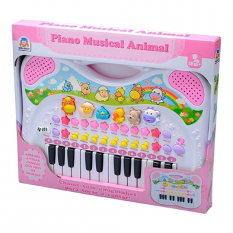 PIANO MUSICAL ANIMAL ROSA 6408 BRASKIT - Código 4600-1